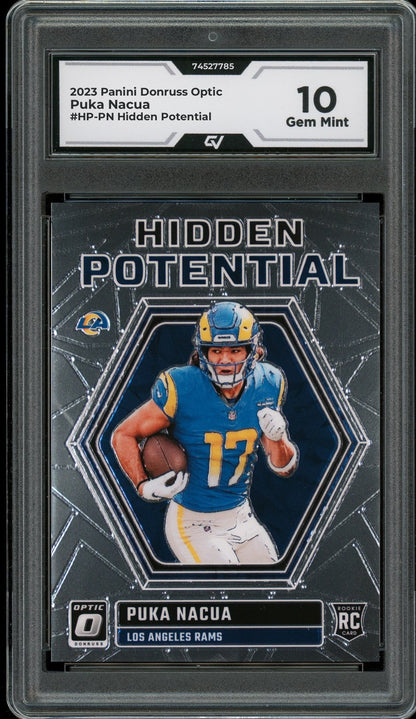 2023 Panini Donruss Optic #HP-PN Puka Nacua Hidden Potential Rookie Card RC Graded 10 Gem Mint - Front