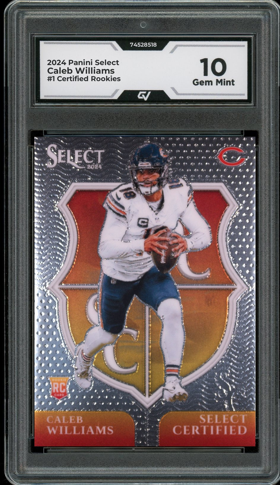 2024 Panini Select #1 Caleb Williams Certified Rookies Rookie Card RC Graded 10 Gem Mint - Front