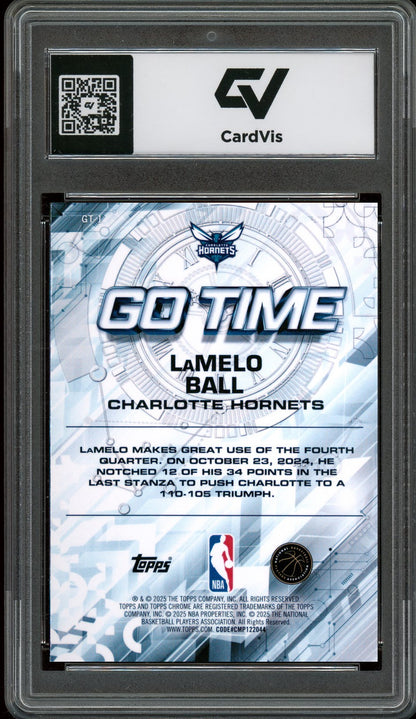 2025 Topps Chrome #GT-1 Lamelo Ball Go Time Graded 10 Gem Mint - Back