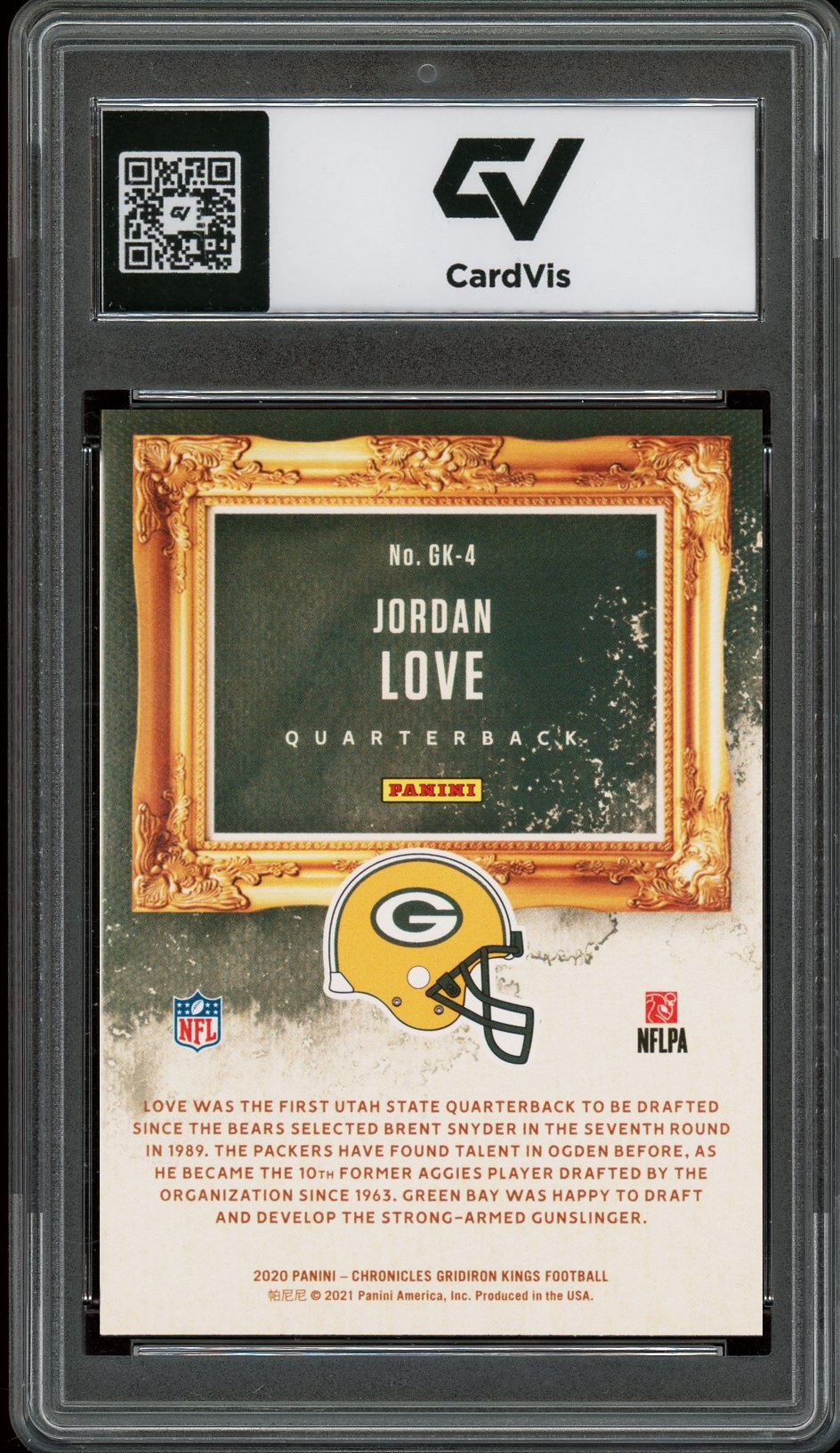 2020 Panini Chronicles #GK-4 Jordan Love Gridiron Kings Rookie Card RC Graded 10 Gem Mint - Back