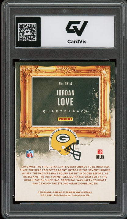2020 Panini Chronicles #GK-4 Jordan Love Gridiron Kings Rookie Card RC Graded 10 Gem Mint - Back