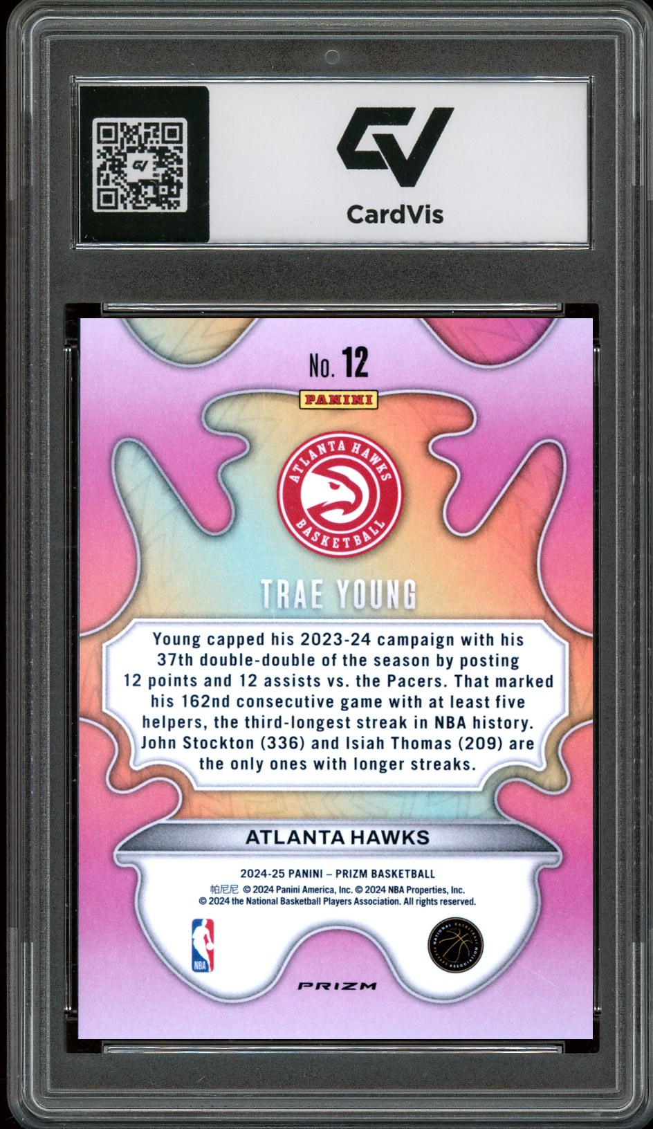 2024 Panini Prizm #12 Trae Young Groovy Graded 10 Gem Mint - Back