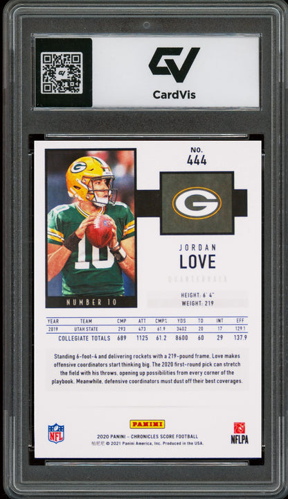 2020 Panini Chronicles #444 Jordan Love Score Rookie Card RC Graded 10 Gem Mint - Back