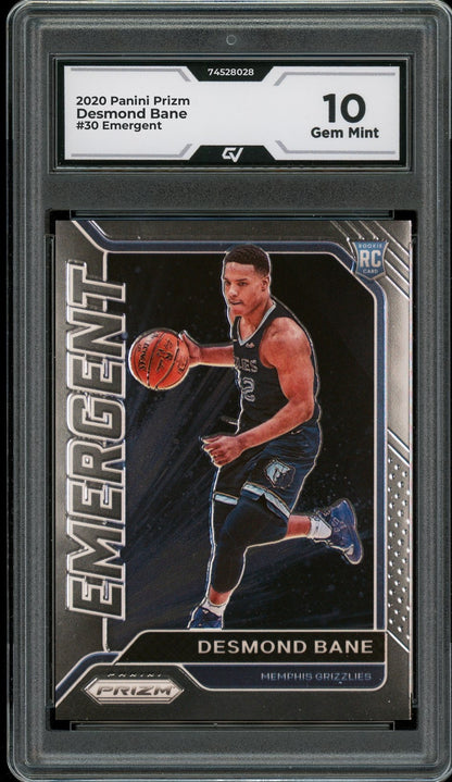 2020 Panini Prizm #30 Desmond Bane Emergent Rookie Card RC Graded 10 Gem Mint - Front