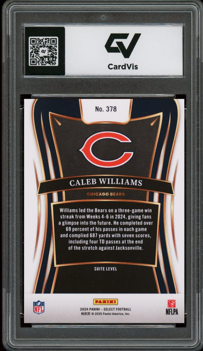 2024 Panini Select #378 Caleb Williams Rookie Card RC Graded 10 Gem Mint - Back