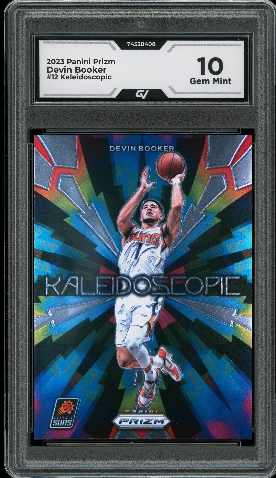 2023 Panini Prizm #12 Devin Booker Kaleidoscopic Graded 10 Gem Mint - Front