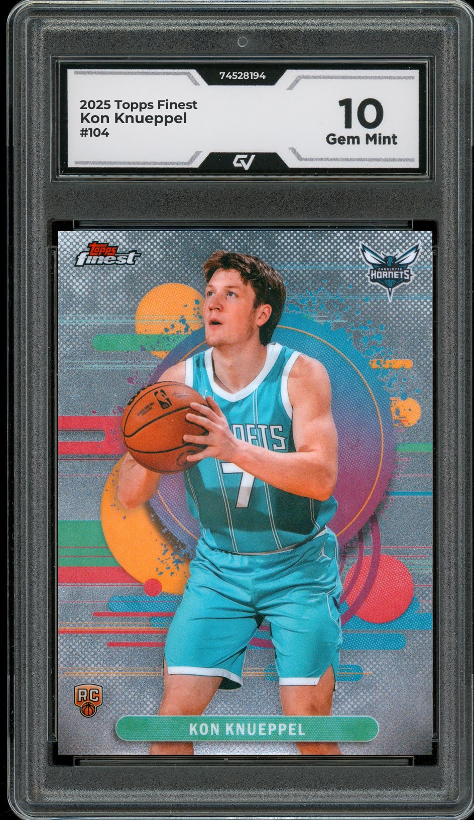 2025 Topps Finest #104 Kon Knueppel Rookie Card RC Graded 10 Gem Mint - Front