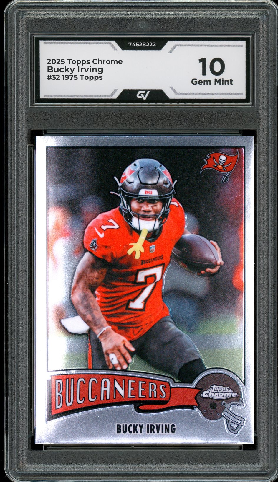 2025 Topps Chrome #32 Bucky Irving 1975 Topps Graded 10 Gem Mint - Front