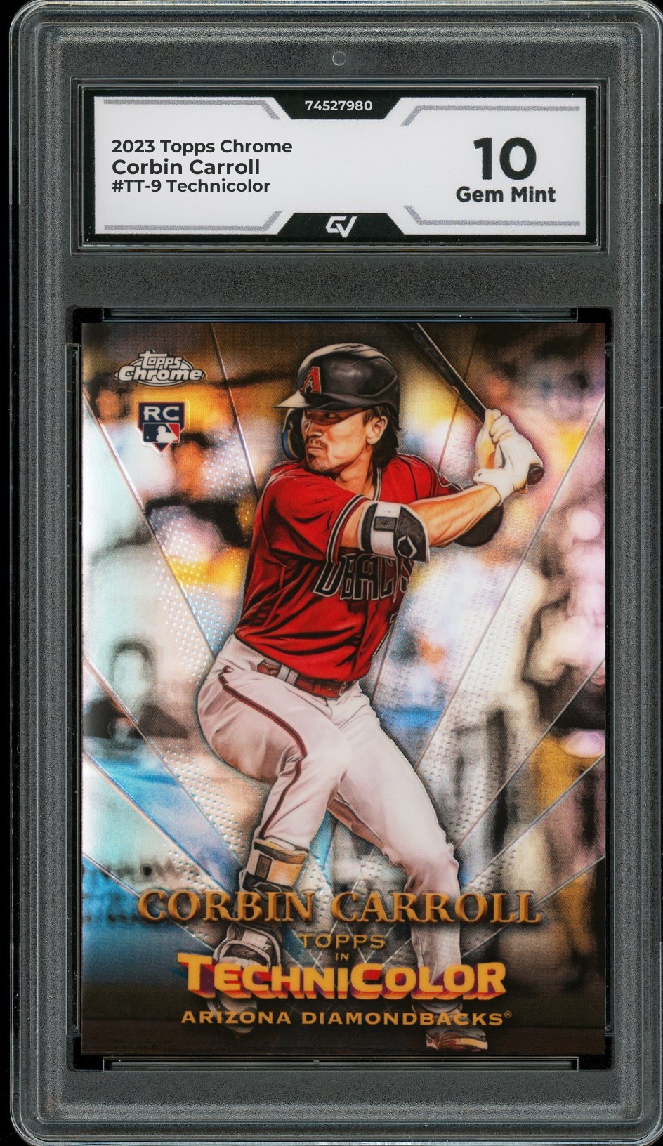 2023 Topps Chrome #TT-9 Corbin Carroll Technicolor Rookie Card RC Graded 10 Gem Mint - Front