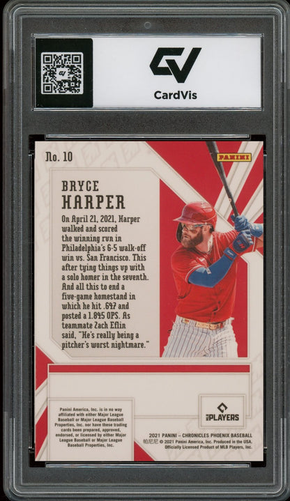 2021 Panini Chronicles #10 Bryce Harper Phoenix Graded 10 Gem Mint - Back