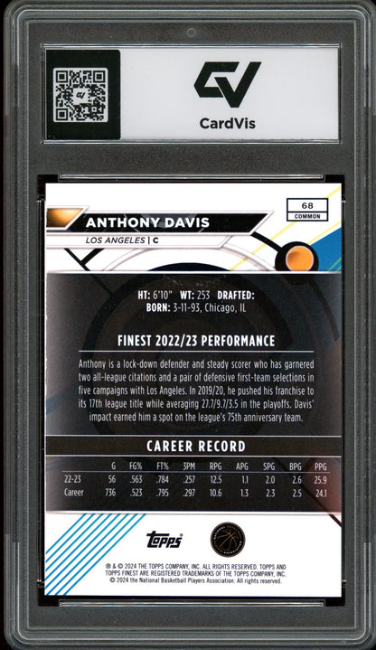2023 Topps Finest #68 Anthony Davis Graded 10 Gem Mint - Back