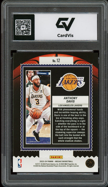2023 Panini Mosaic #12 Anthony Davis Jam Masters Graded 10 Gem Mint - Back