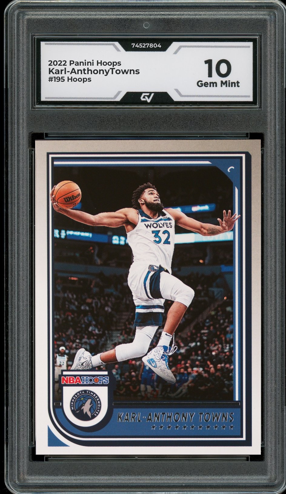 2022 Panini Hoops #195 Karl-Anthony Towns Graded 10 Gem Mint - Front