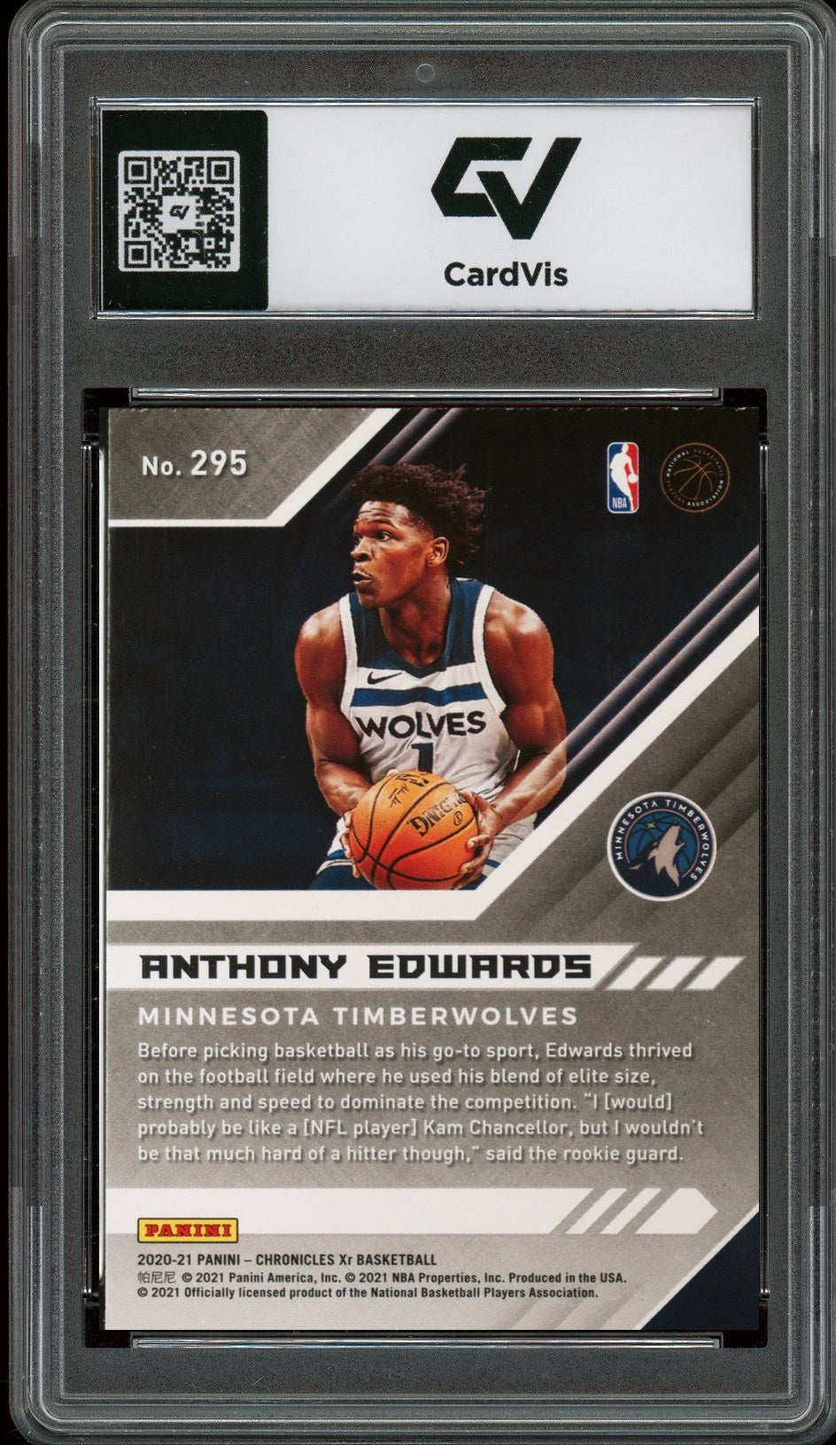 2020 Panini Chronicles #295 Anthony Edwards Rookie Card RC Graded 10 Gem Mint - Back
