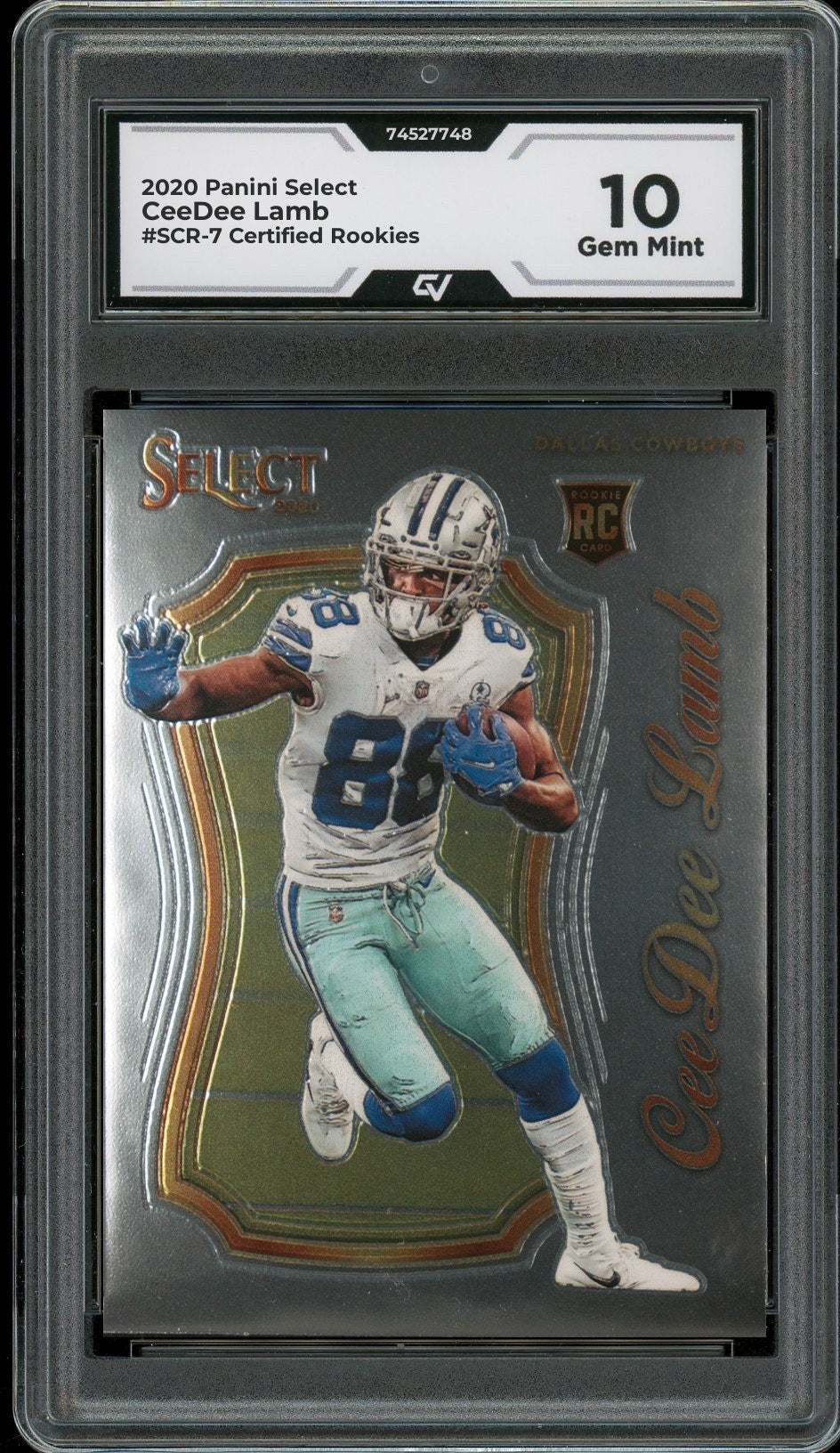 2020 Panini Select #SCR-7 CeeDee Lamb Certified Rookies Rookie Card RC Graded 10 Gem Mint - Front