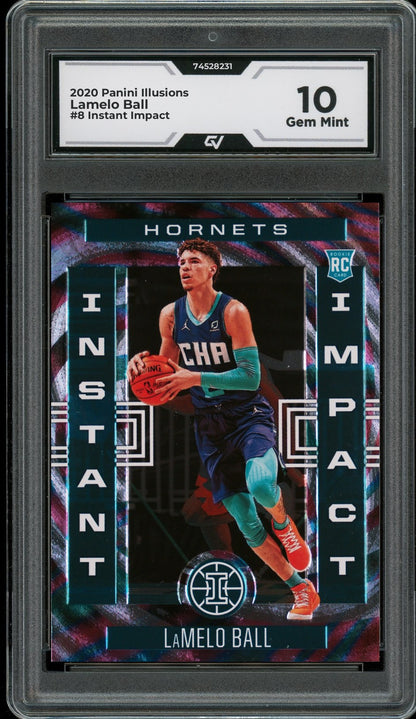 2020 Panini Illusions #8 Lamelo Ball Instant Impact Rookie Card RC Graded 10 Gem Mint - Front