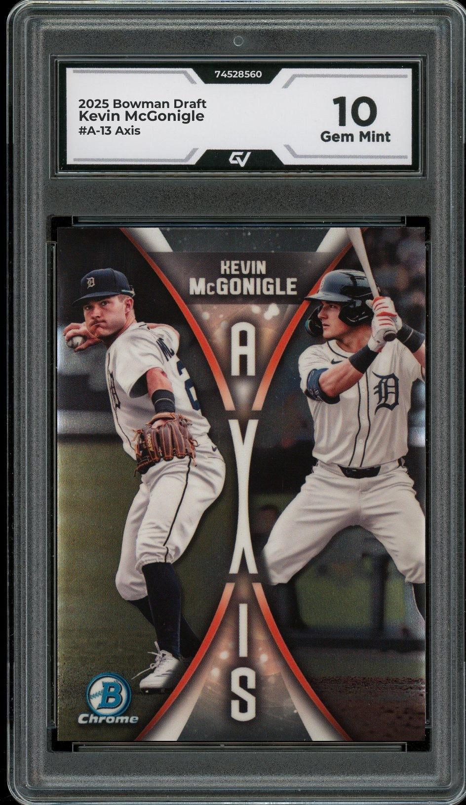 2025 Bowman Draft #A-13 Kevin McGonigle Axis Graded 10 Gem Mint - Front