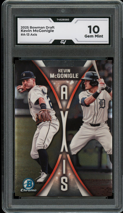 2025 Bowman Draft #A-13 Kevin McGonigle Axis Graded 10 Gem Mint - Front