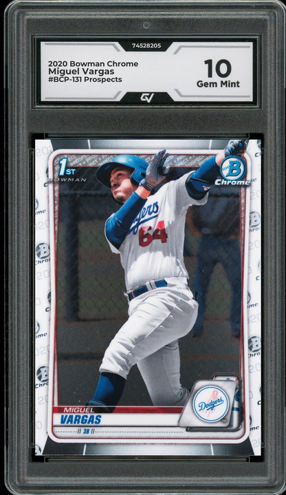2020 Bowman Chrome #BCP-131 Miguel Vargas Prospects Rookie Card RC Graded 10 Gem Mint - Front