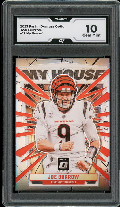 2023 Panini Donruss Optic #12 Joe Burrow My House! Graded 10 Gem Mint - Front