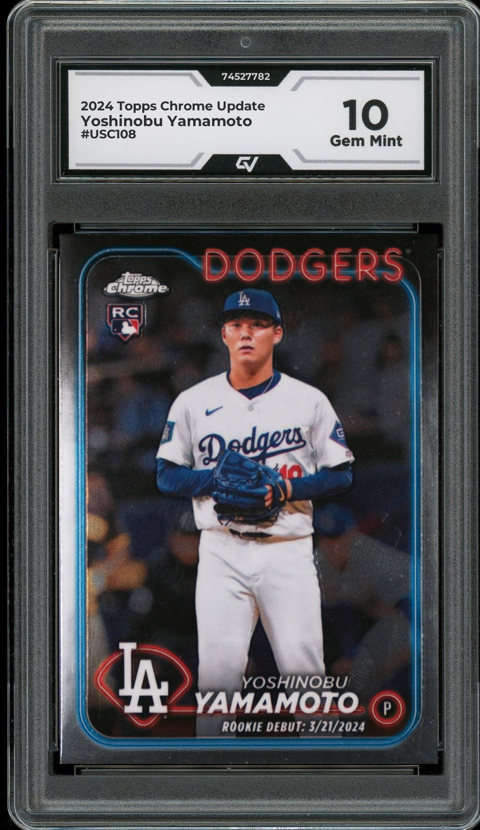 2024 Topps Chrome Update #USC108 Yoshinobu Yamamoto Rookie Card RC Graded 10 Gem Mint - Front