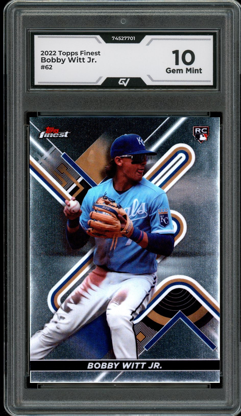 2022 Topps Finest #62 Bobby Witt Jr. Rookie Card RC Graded 10 Gem Mint - Front