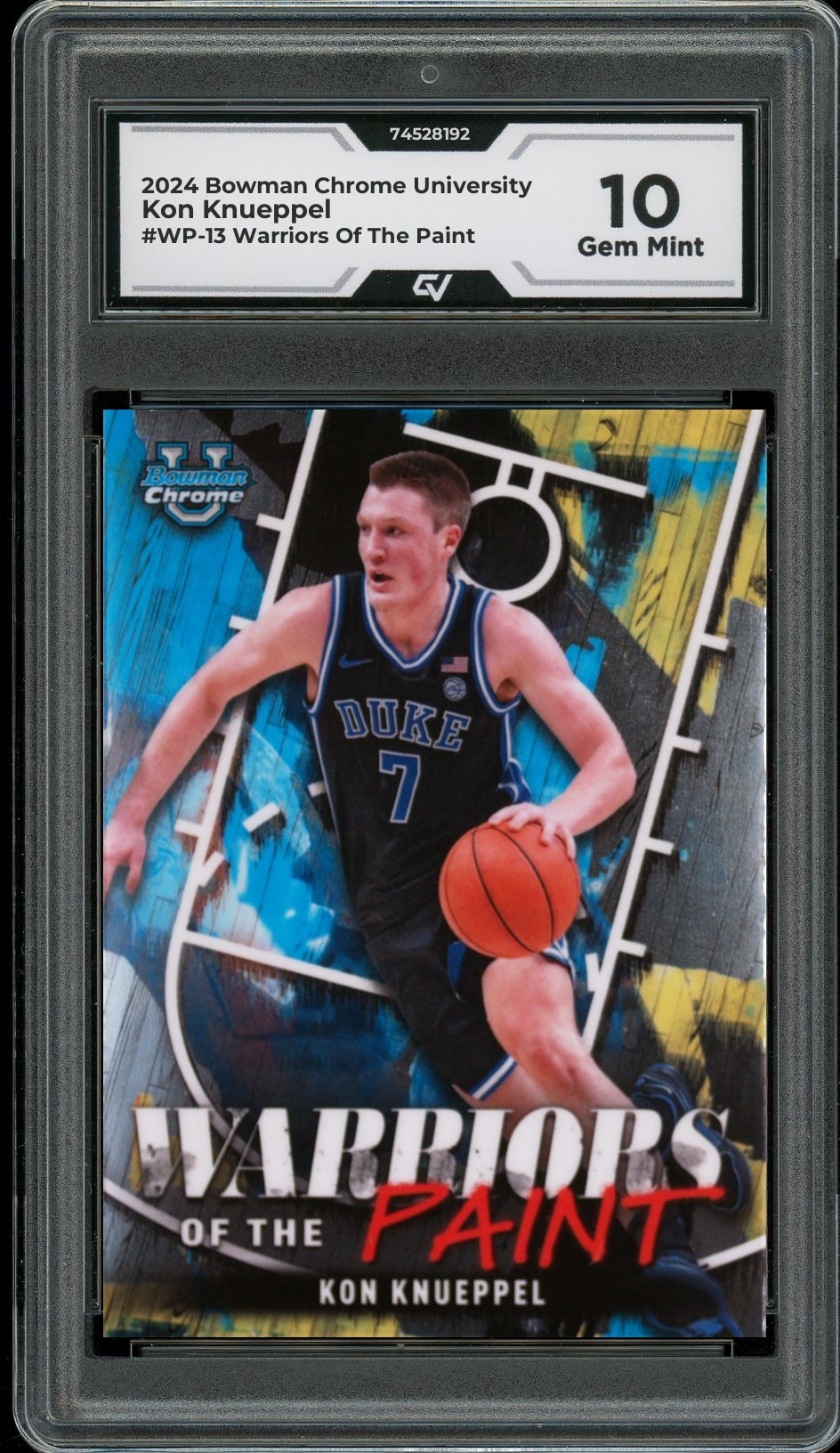 2024 Bowman Chrome University #WP-13 Kon Knueppel Warriors Of The Paint Rookie Card RC Graded 10 Gem Mint - Front