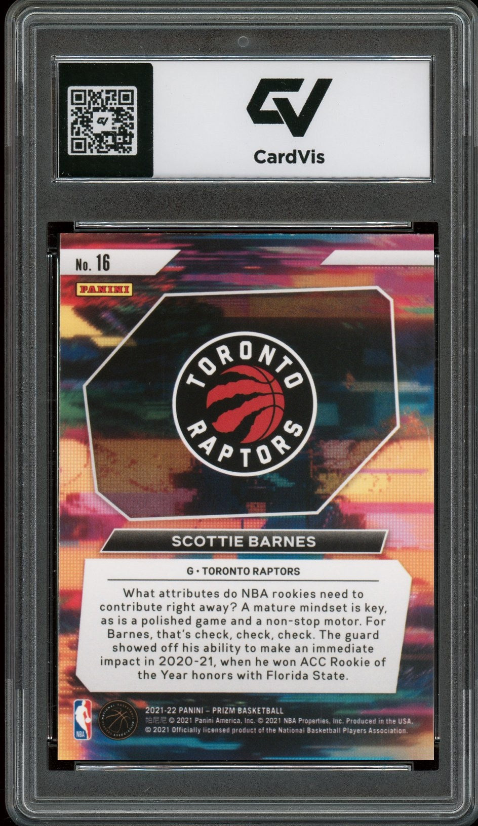 2021 Panini Prizm #16 Scottie Barnes Instant Impact Graded 10 Gem Mint - Back
