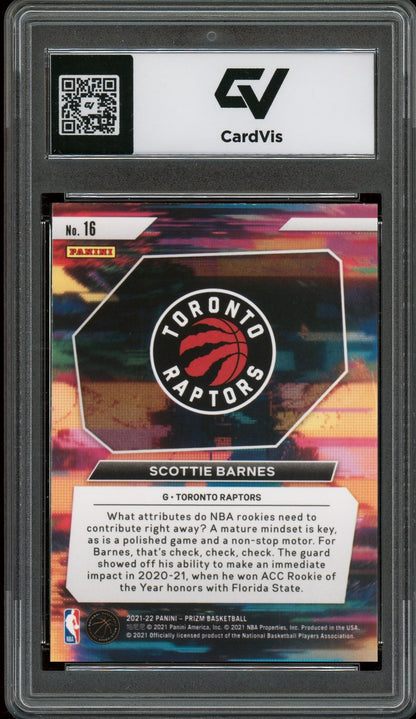 2021 Panini Prizm #16 Scottie Barnes Instant Impact Graded 10 Gem Mint - Back