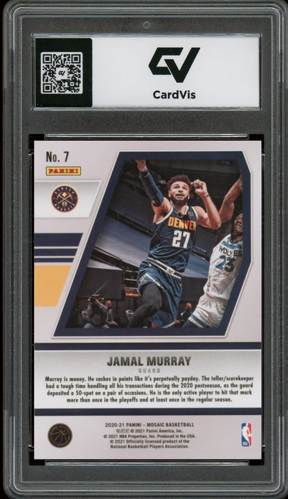 2020 Panini Mosaic #7 Jamal Murray Will To Win Graded 10 Gem Mint - Back