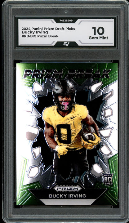 2024 Panini Prizm Draft Picks #PB-BIG Bucky Irving Prizm Break Rookie Card RC Graded 10 Gem Mint - Front