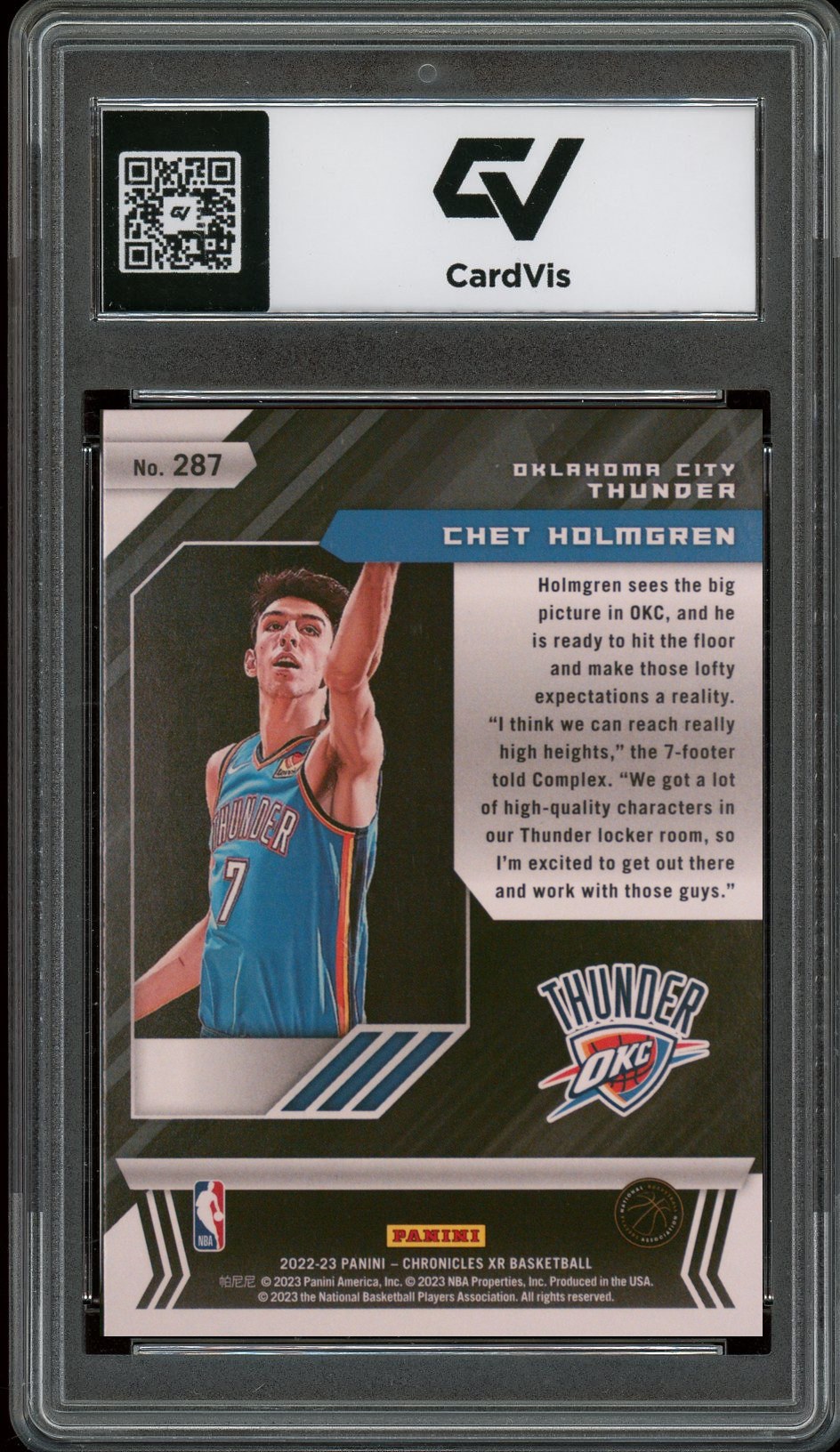 2022 Panini Chronicles #287 Chet Holmgren Rookie Card RC Graded 10 Gem Mint - Back