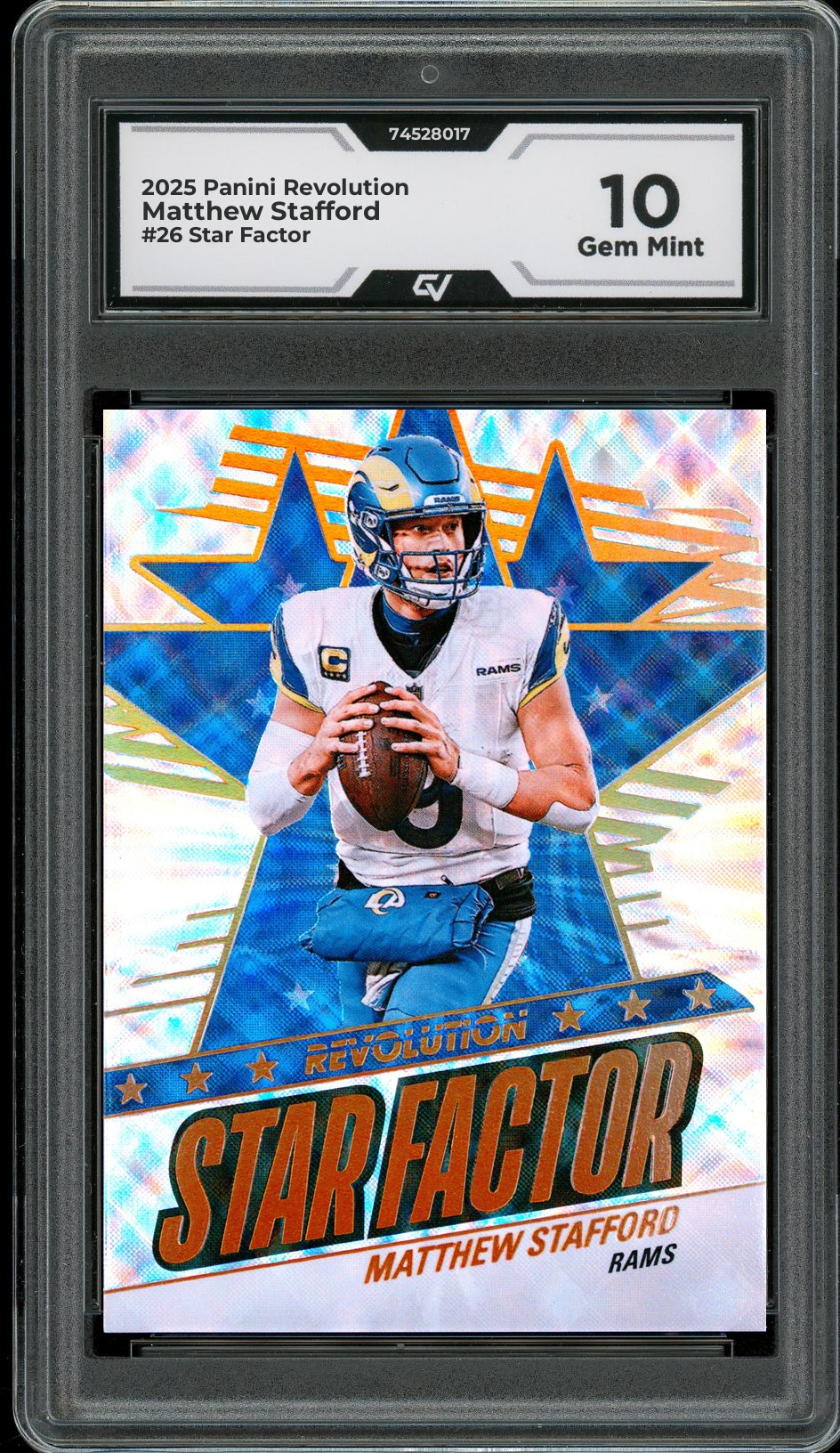 2025 Panini Revolution #26 Matthew Stafford Star Factor Graded 10 Gem Mint - Front