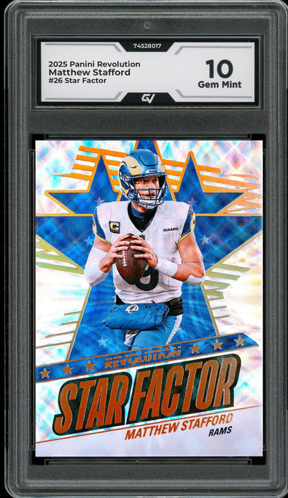 2025 Panini Revolution #26 Matthew Stafford Star Factor Graded 10 Gem Mint - Front