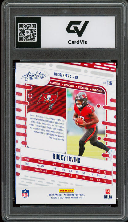 2024 Panini Absolute #186 Bucky Irving Rookie Card RC Graded 10 Gem Mint - Back