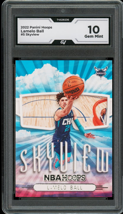 2022 Panini Hoops #5 Lamelo Ball Skyview Graded 10 Gem Mint - Front