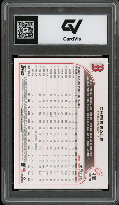 2022 Topps #409 Chris Sale Graded 10 Gem Mint - Back