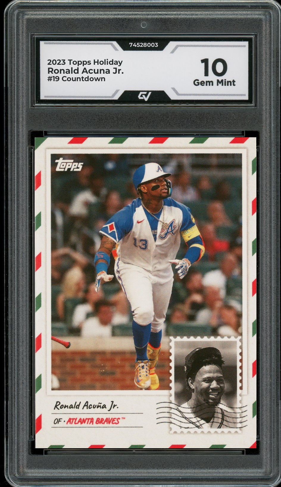 2023 Topps Holiday #19 Ronald Acuna Jr. Countdown Graded 10 Gem Mint - Front