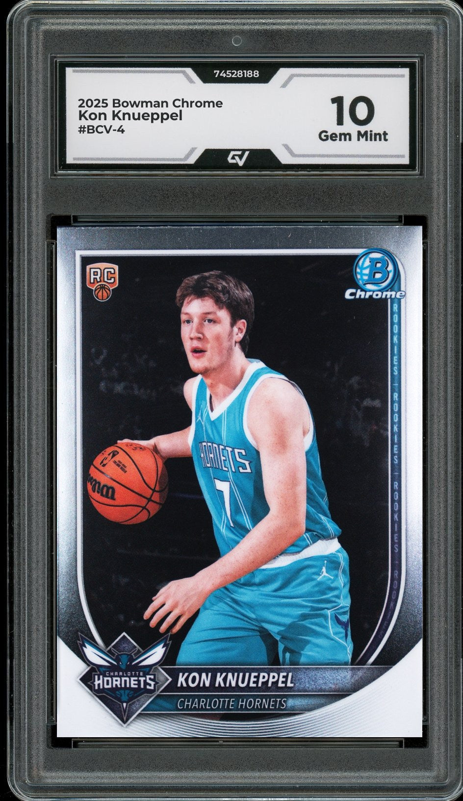 2025 Bowman Chrome #BCV-4 Kon Knueppel Rookie Card RC Graded 10 Gem Mint - Front