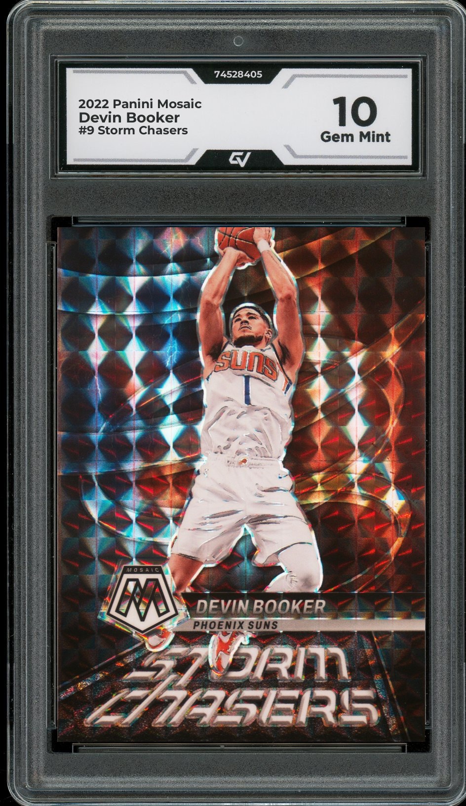 2022 Panini Mosaic #9 Devin Booker Storm Chasers Graded 10 Gem Mint - Front