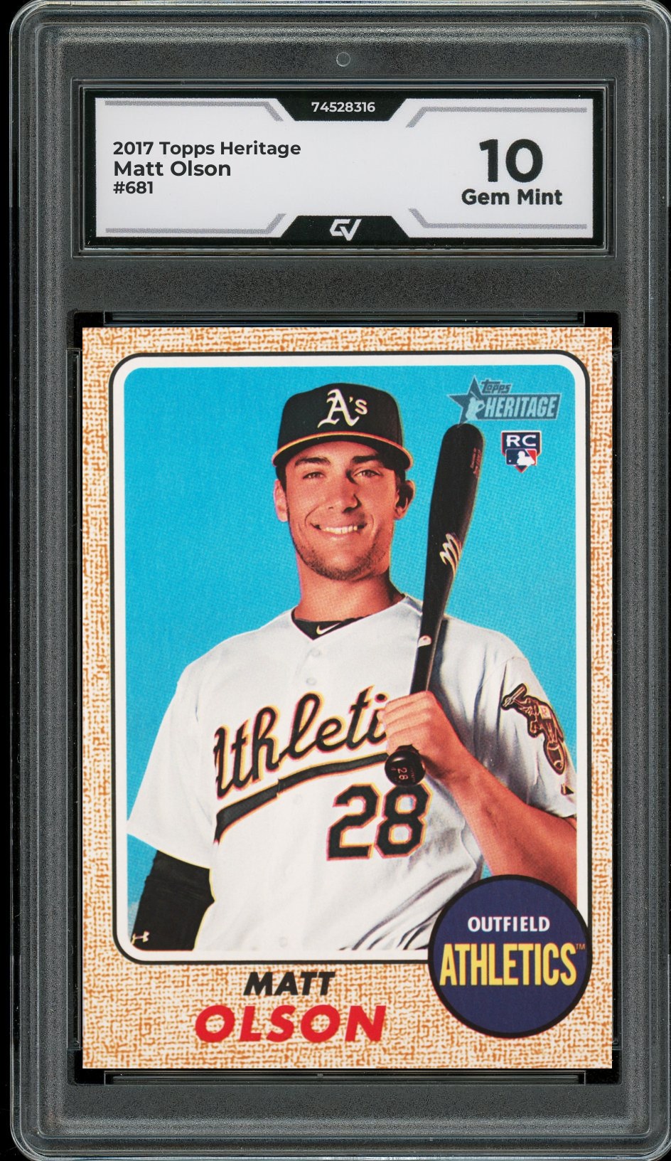 2017 Topps Heritage #681 Matt Olson Rookie Card RC Graded 10 Gem Mint - Front