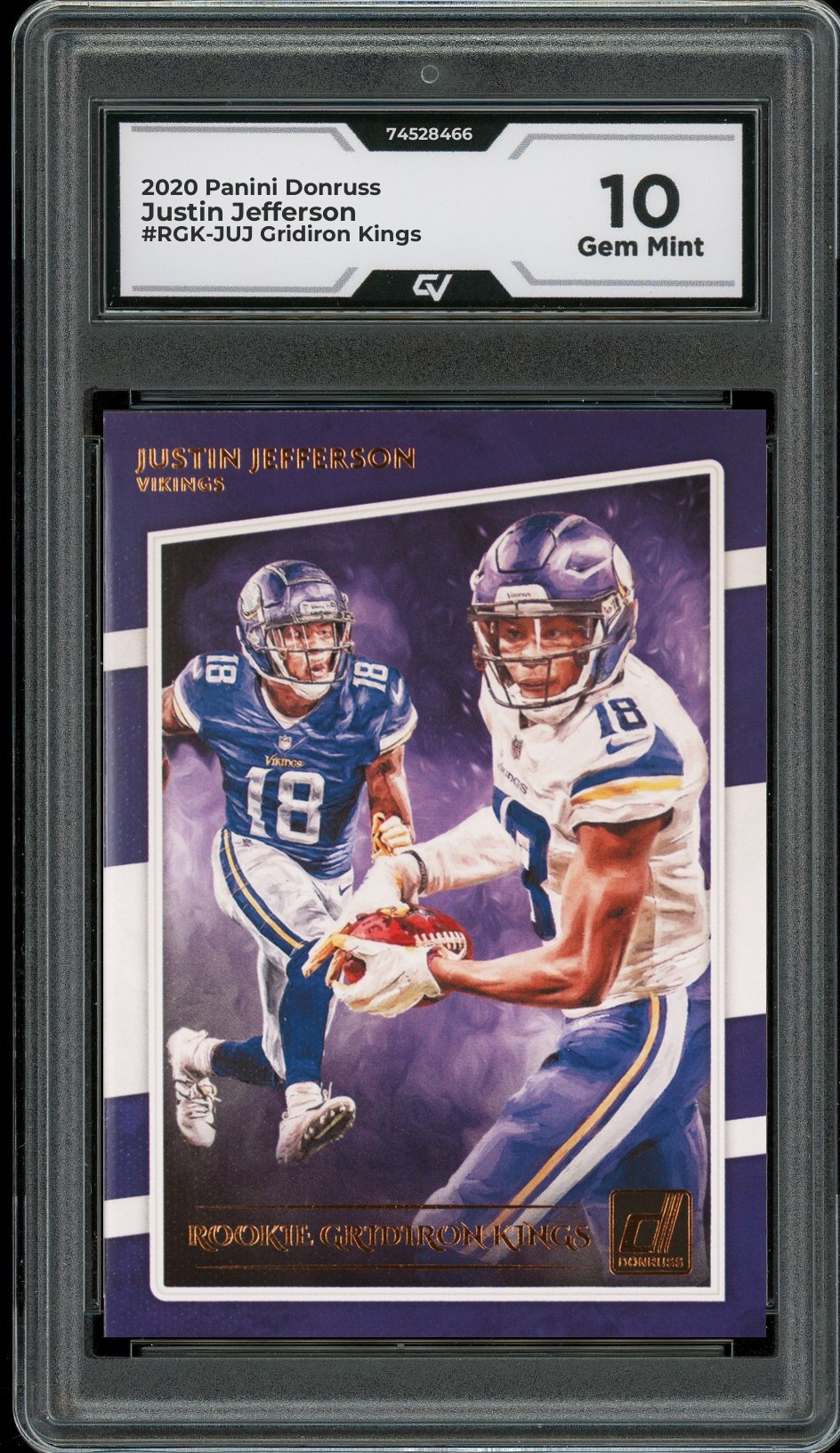 2020 Panini Donruss #RGK-JUJ Justin Jefferson Gridiron Kings Rookie Card RC Graded 10 Gem Mint - Front