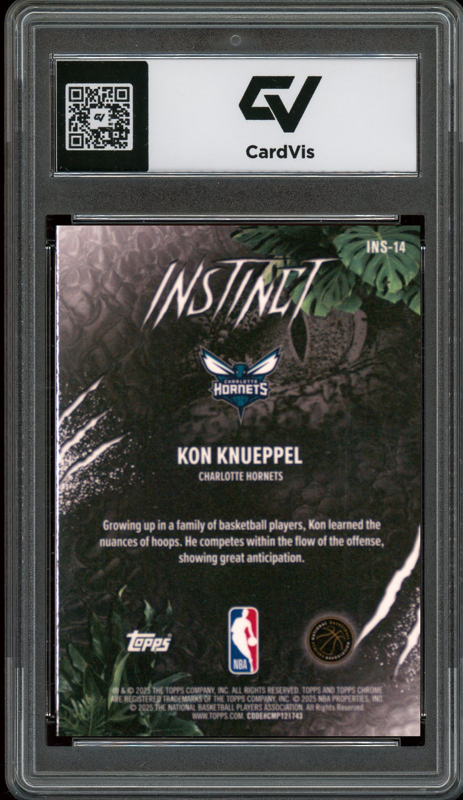 2025 Topps Chrome #INS-14 Kon Knueppel Instinct Rookie Card RC Graded 10 Gem Mint - Back