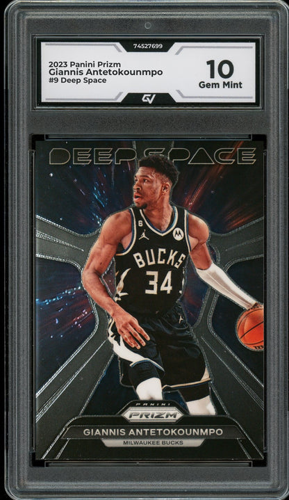 2023 Panini Prizm #9 Giannis Antetokounmpo Deep Space Graded 10 Gem Mint - Front