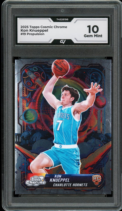 2025 Topps Cosmic Chrome #19 Kon Knueppel Propulsion Rookie Card RC Graded 10 Gem Mint - Front