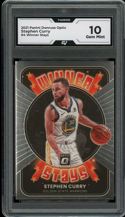 2021 Panini Donruss Optic #4 Stephen Curry Winner Stays Graded 10 Gem Mint - Front