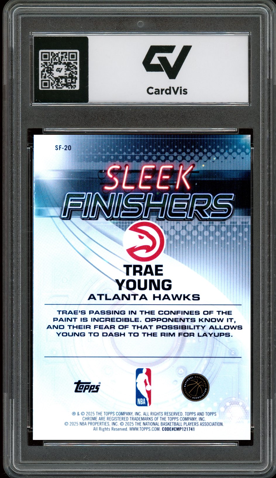 2025 Topps Chrome #SF-20 Trae Young Sleek Finishers Graded 10 Gem Mint - Back