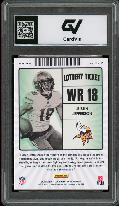 2022 Panini Contenders Optic #LT-12 Justin Jefferson Lottery Ticket Graded 10 Gem Mint - Back