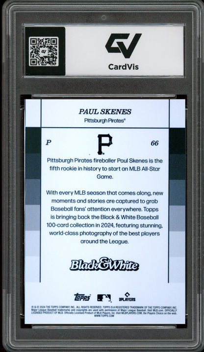 2024 Topps Black And White #66 Paul Skenes Graded 10 Gem Mint - Back