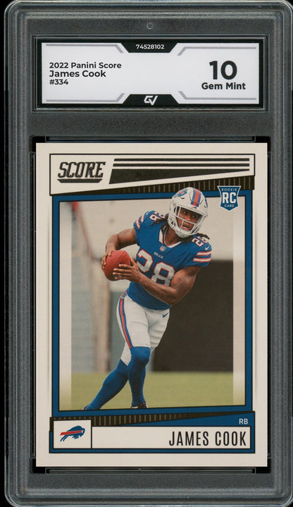 2022 Panini Score #334 James Cook Rookie Card RC Graded 10 Gem Mint - Front